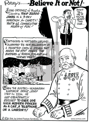 Ripley's Believe It or Not on Sunday May 7, 2000 Comic Strip
