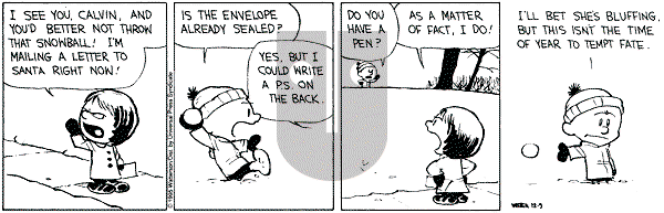 Calvin and Hobbes - Saturday December 9, 1995 Comic Strip