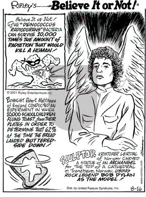 Ripley's Believe It or Not - Thursday August 16, 2001 Comic Strip