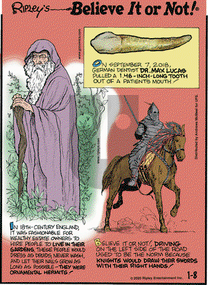 Ripley's Believe It or Not on Wednesday January 8, 2020 Comic Strip