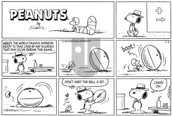 Peanuts on Sunday November 8, 1987 Comic Strip