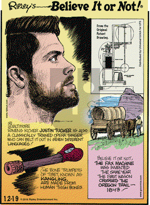 Ripley's Believe It or Not on Monday December 19, 2016 Comic Strip