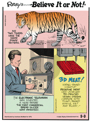 Ripley's Believe It or Not on Wednesday September 9, 2020 Comic Strip