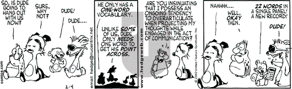 Over the Hedge on Monday February 4, 2002 Comic Strip