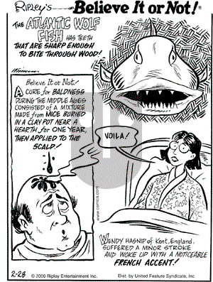 Ripley's Believe It or Not on Monday June 19, 2000 Comic Strip