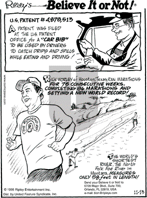 Ripley's Believe It or Not on Friday November 13, 1998 Comic Strip