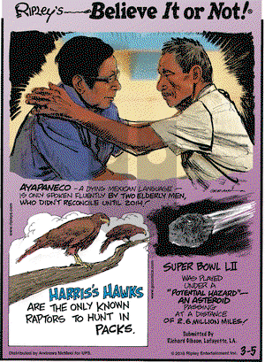 Ripley's Believe It or Not on Monday March 5, 2018 Comic Strip