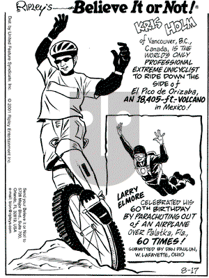 Ripley's Believe It or Not on Thursday November 1, 2001 Comic Strip