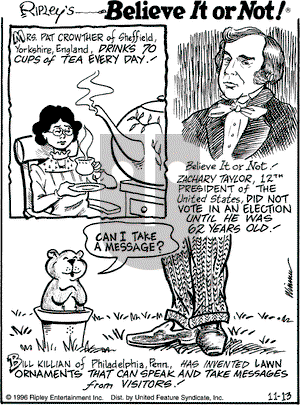 Ripley's Believe It or Not on Wednesday November 13, 1996 Comic Strip