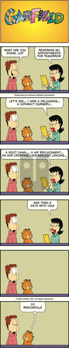 Garfield on Sunday March 29, 2020 Comic Strip