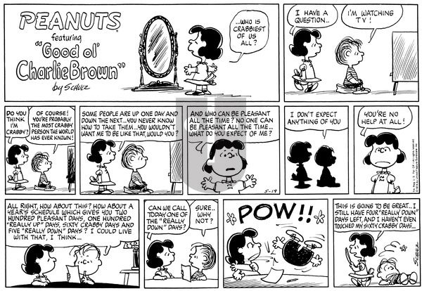 Peanuts on Sunday May 19, 1974 Comic Strip
