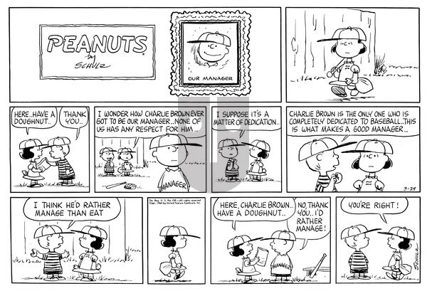 Peanuts on Sunday March 29, 1964 Comic Strip