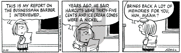 Peanuts on Friday March 25, 1994 Comic Strip