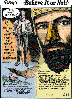 Ripley's Believe It or Not on Saturday August 31, 2013 Comic Strip