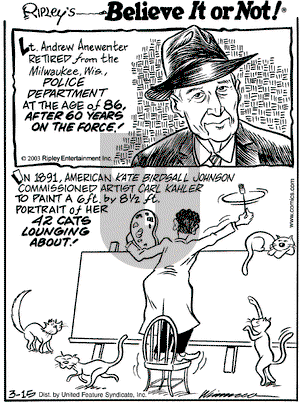 Ripley's Believe It or Not on Saturday March 15, 2003 Comic Strip