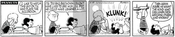 Peanuts on Tuesday February 19, 1957 Comic Strip