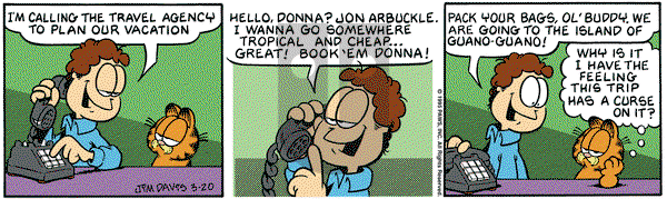 Garfield on Monday March 20, 1995 Comic Strip