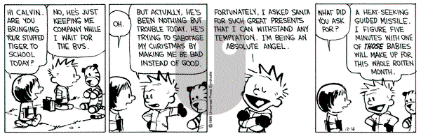 Calvin and Hobbes on Saturday December 16, 1989 Comic Strip