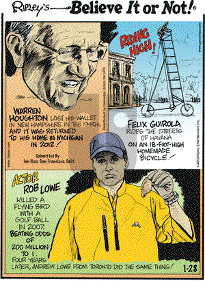 Ripley's Believe It or Not on Monday January 28, 2013 Comic Strip