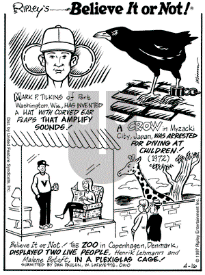 Ripley's Believe It or Not on Wednesday April 16, 1997 Comic Strip