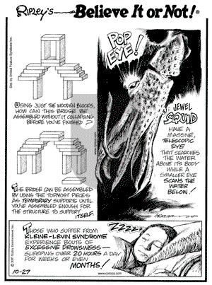 Ripley's Believe It or Not on Saturday October 27, 2007 Comic Strip