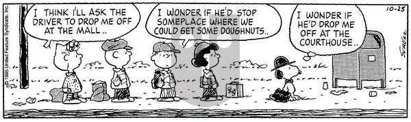 Peanuts on Wednesday October 25, 1995 Comic Strip