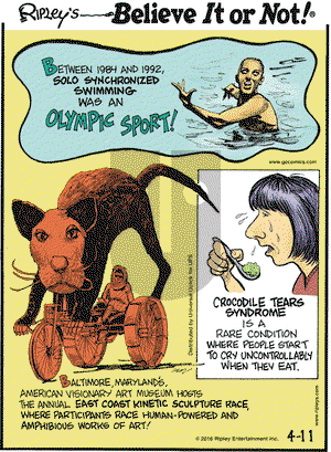 Ripley's Believe It or Not on Monday April 11, 2016 Comic Strip