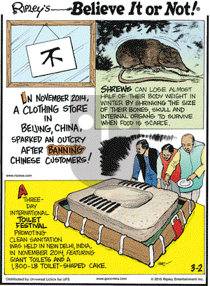 Ripley's Believe It or Not on Monday March 2, 2015 Comic Strip