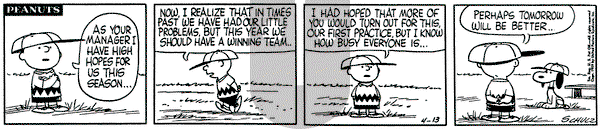 Peanuts on Monday April 13, 1959 Comic Strip