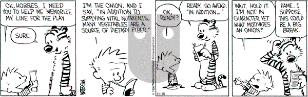 Calvin and Hobbes - Tuesday November 15, 2016 Comic Strip