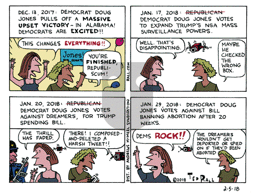 Ted Rall on Monday February 5, 2018 Comic Strip