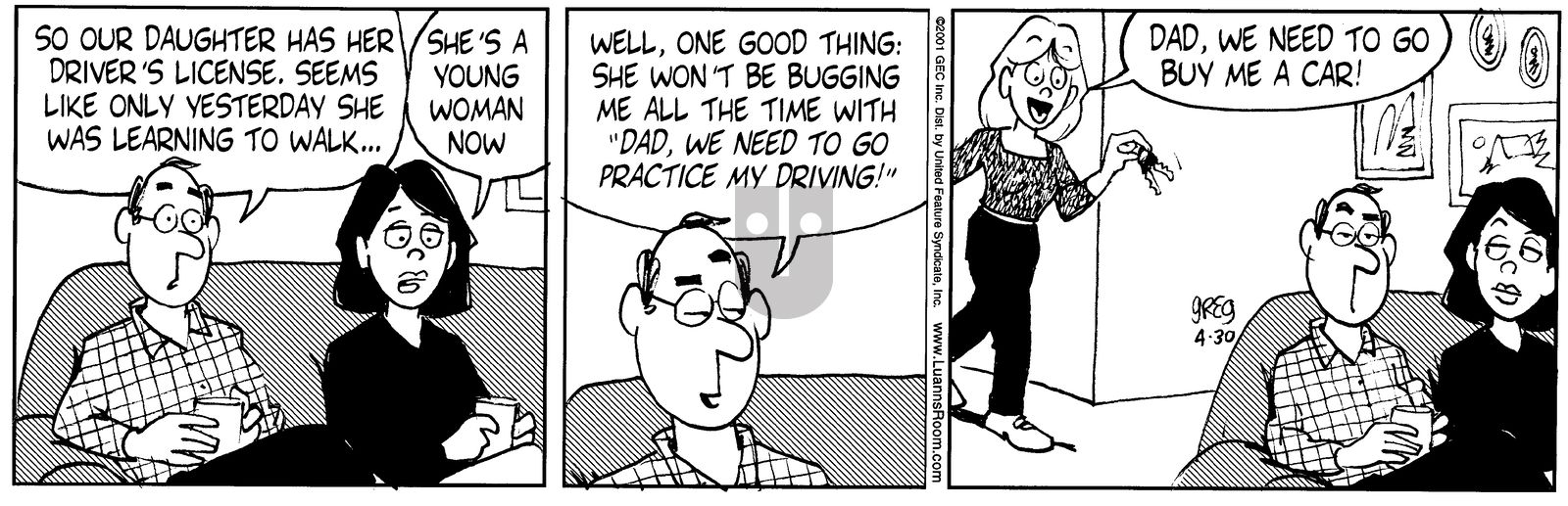 Luann - Monday April 30, 2001 Comic Strip