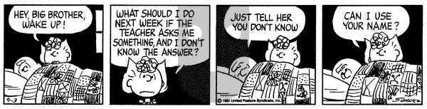 Peanuts on Thursday September 3, 1981 Comic Strip