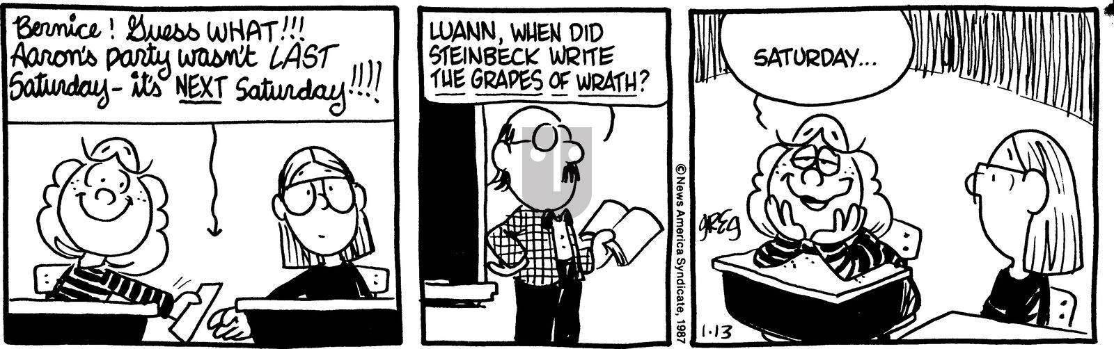 Luann - Tuesday January 13, 1987 Comic Strip