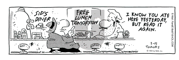 Frank and Ernest on Tuesday March 15, 1994 Comic Strip
