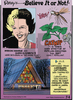 Ripley's Believe It or Not on Tuesday July 4, 2017 Comic Strip