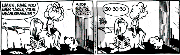Luann on Wednesday July 9, 1986 Comic Strip