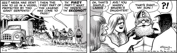 Alley Oop on Tuesday July 17, 1973 Comic Strip