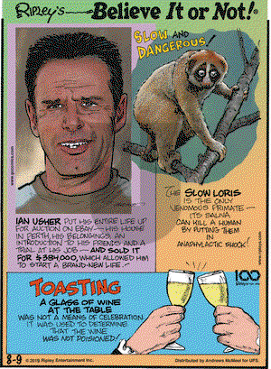 Ripley's Believe It or Not on Friday August 9, 2019 Comic Strip
