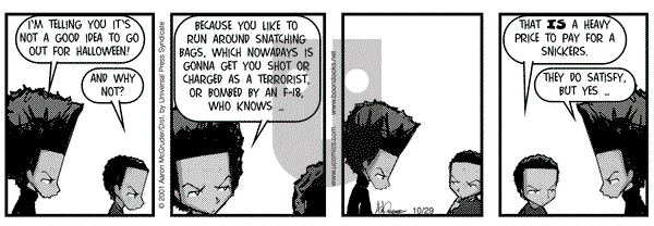 The Boondocks on Monday October 29, 2001 Comic Strip