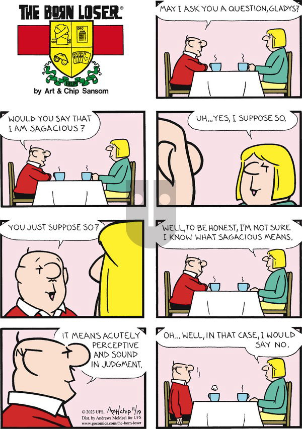 The Born Loser on Sunday November 19, 2023 Comic Strip