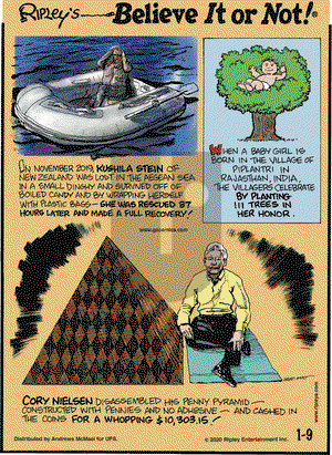 Ripley's Believe It or Not on Thursday January 9, 2020 Comic Strip