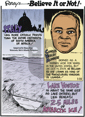Ripley's Believe It or Not on Saturday January 16, 2010 Comic Strip