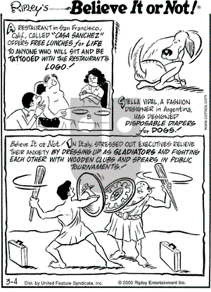 Ripley's Believe It or Not on Saturday March 4, 2000 Comic Strip