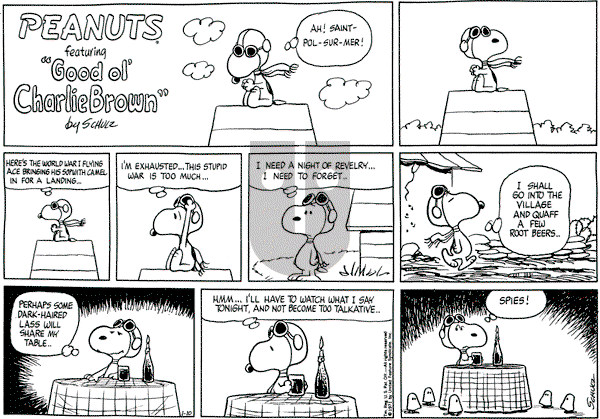 Peanuts - Sunday January 10, 1971 Comic Strip