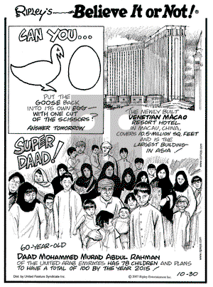 Ripley's Believe It or Not on Tuesday October 30, 2007 Comic Strip