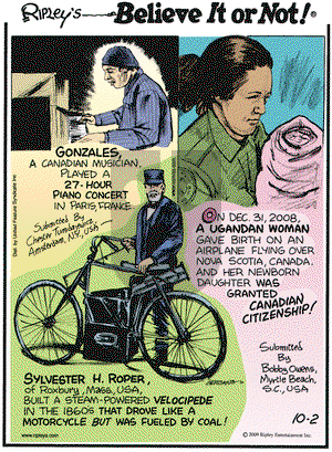 Ripley's Believe It or Not on Friday October 2, 2009 Comic Strip