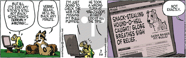 Over the Hedge on Thursday March 20, 2008 Comic Strip