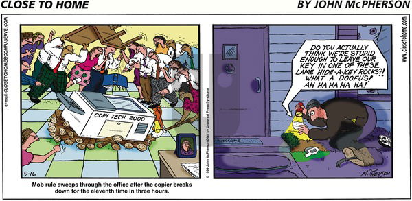 Close to Home on Sunday May 16, 1999 Comic Strip