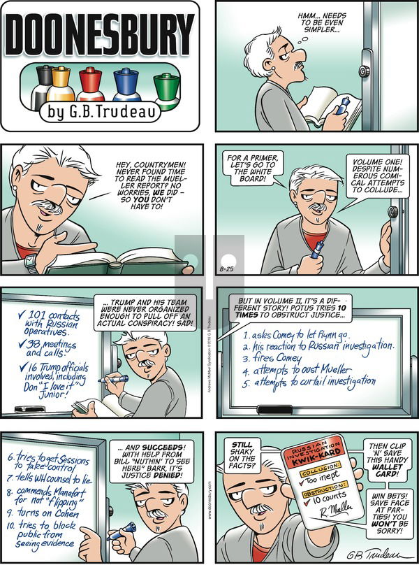 Doonesbury on Sunday August 25, 2019 Comic Strip